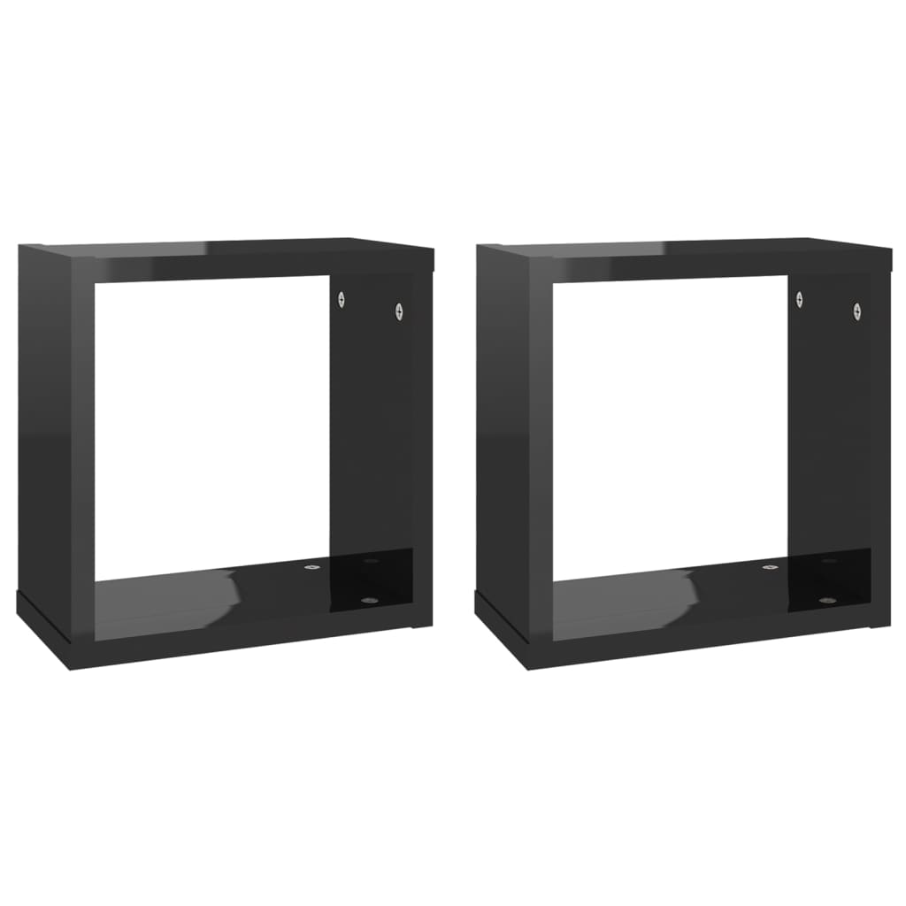 8720286594377_a_en_hd_1 vidaXL Wall Cube Shelves 2 pcs High Gloss Black 30x15x30 cm - Image 2