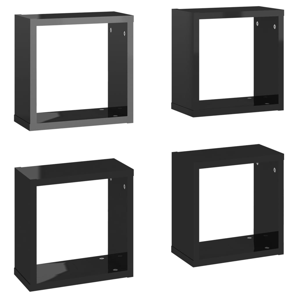 8720286594384_a_en_hd_1 vidaXL Wall Cube Shelves 4 pcs High Gloss Black 30x15x30 cm - Image 2