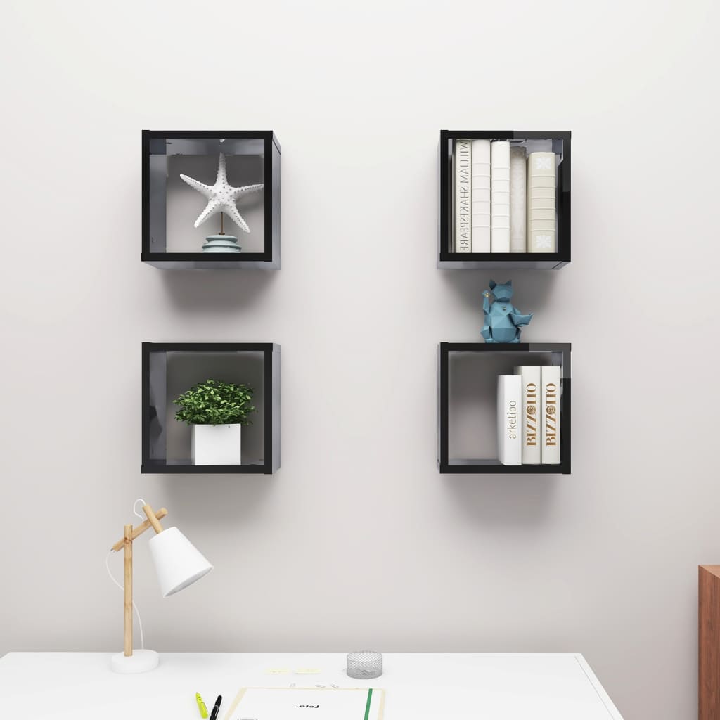 8720286594384_g_en_hd_1 vidaXL Wall Cube Shelves 4 pcs High Gloss Black 30x15x30 cm - Image 3
