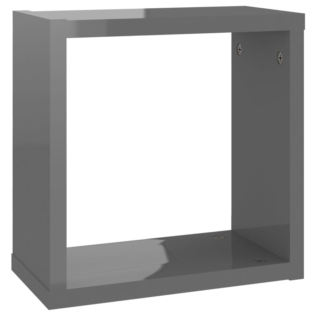 8720286594407_g_en_hd_5 vidaXL Wall Cube Shelves 2 pcs High Gloss Grey 30x15x30 cm - Image 7