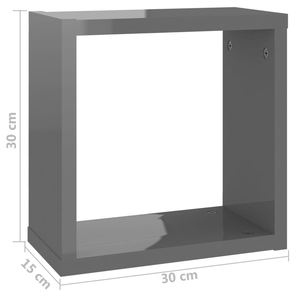 8720286594407_g_en_hd_9 vidaXL Wall Cube Shelves 2 pcs High Gloss Grey 30x15x30 cm - Image 11
