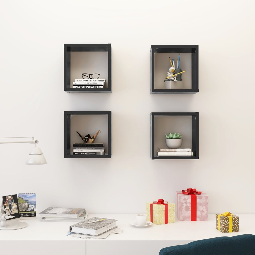 8720286594506_g_en_hd_1 vidaXL Wall Cube Shelves 4 pcs Grey 26x15x26 cm - Image 3