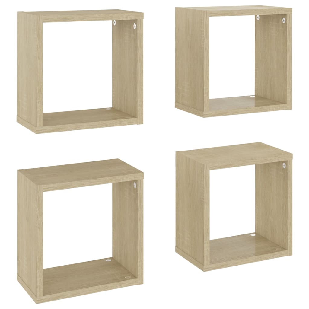 8720286594537_a_en_hd_1 vidaXL Wall Cube Shelves 4 pcs Sonoma Oak 26x15x26 cm - Image 2