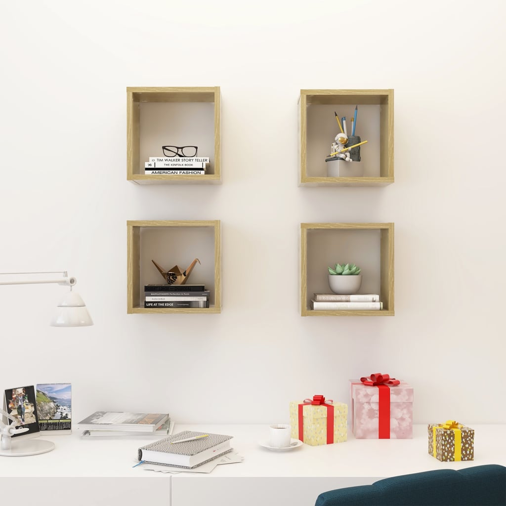 8720286594537_g_en_hd_1 vidaXL Wall Cube Shelves 4 pcs Sonoma Oak 26x15x26 cm - Image 3