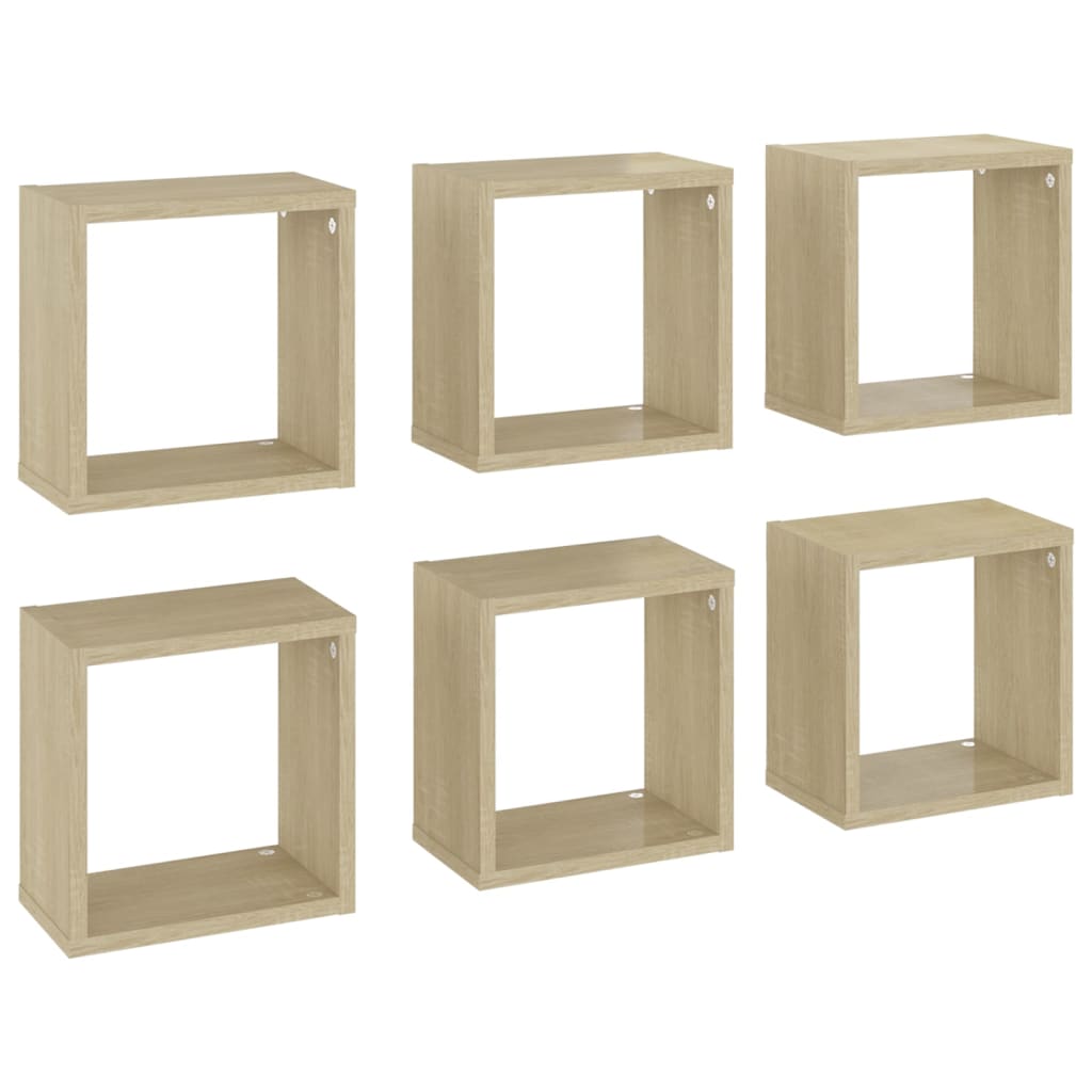 8720286594544_a_en_hd_1 vidaXL Wall Cube Shelves 6 pcs Sonoma Oak 26x15x26 cm - Image 2
