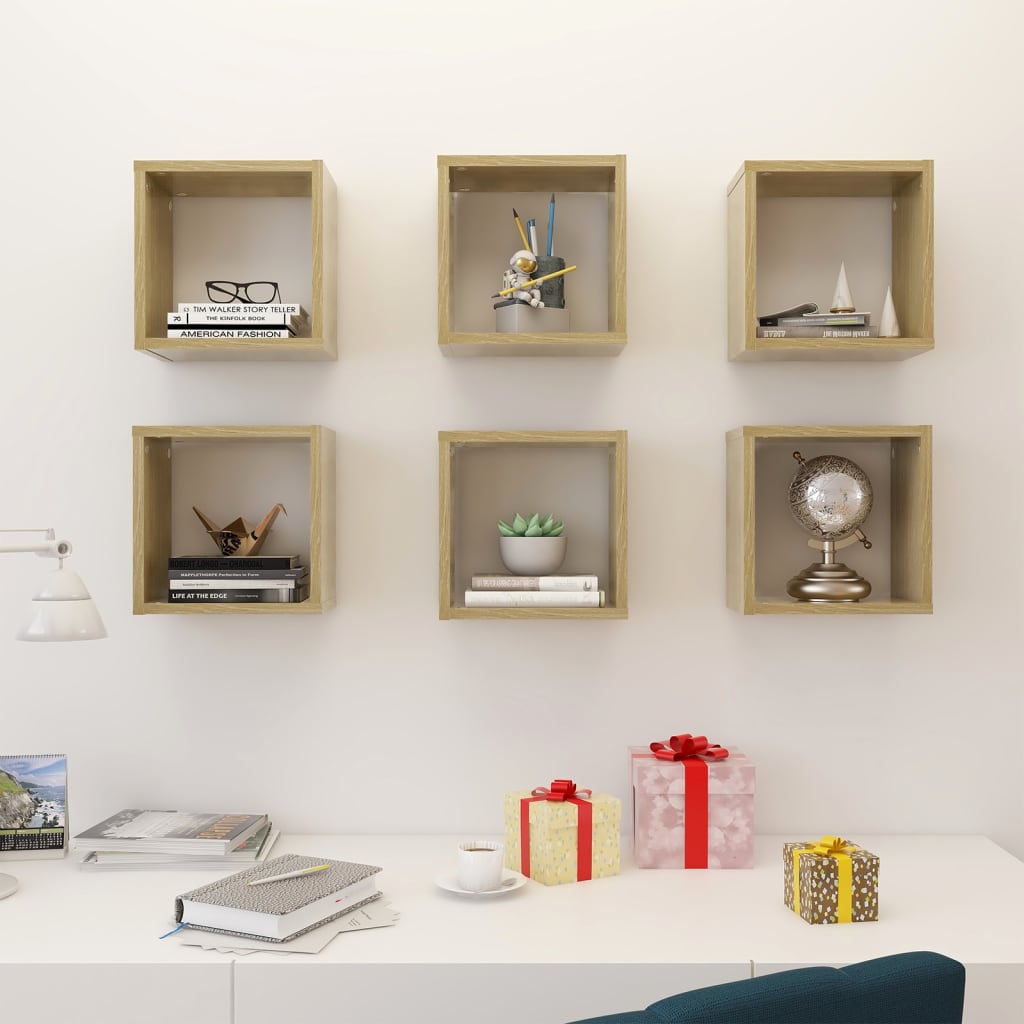 8720286594544_g_en_hd_1 vidaXL Wall Cube Shelves 6 pcs Sonoma Oak 26x15x26 cm - Image 3