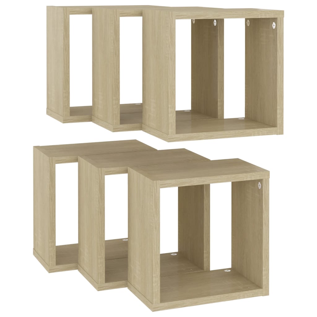 8720286594544_g_en_hd_3 vidaXL Wall Cube Shelves 6 pcs Sonoma Oak 26x15x26 cm - Image 5