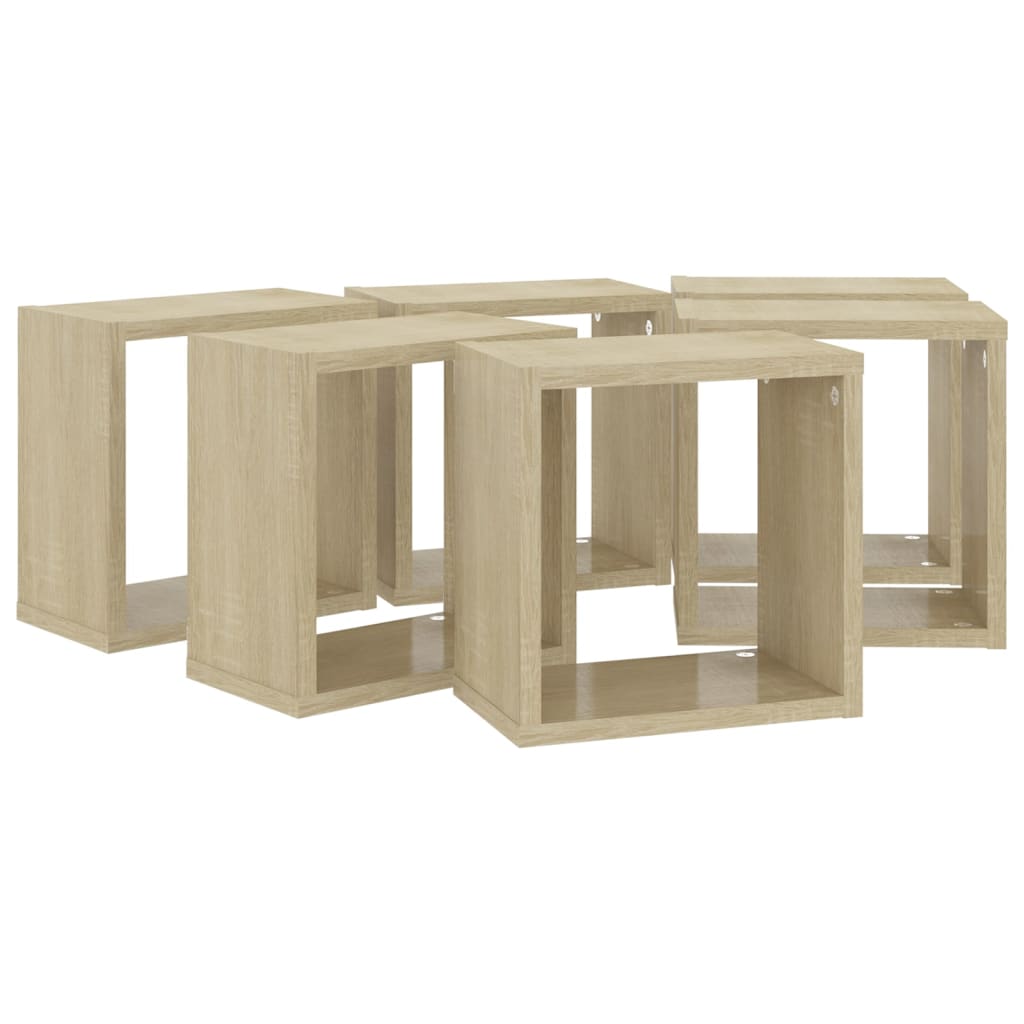 8720286594544_g_en_hd_4 vidaXL Wall Cube Shelves 6 pcs Sonoma Oak 26x15x26 cm - Image 6