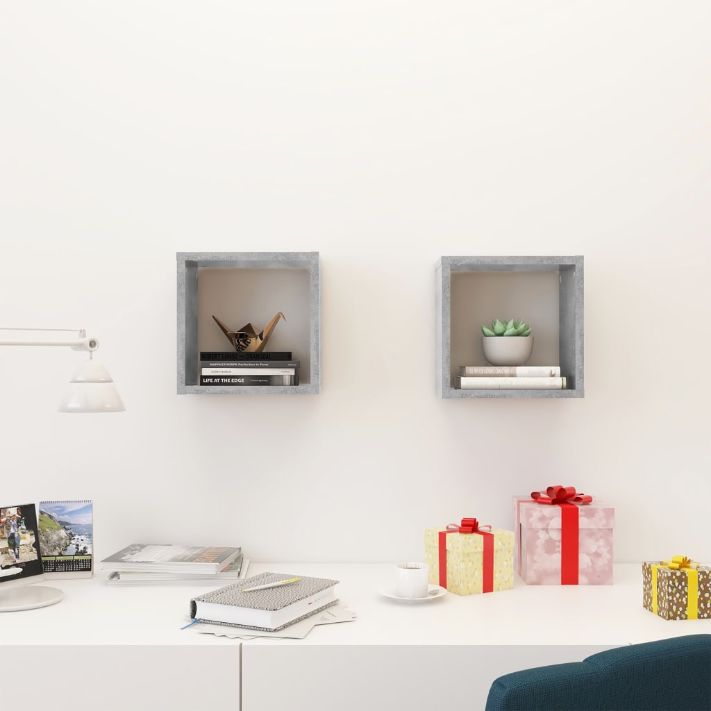 8720286594551_g_en_hd_1 vidaXL Wall Cube Shelves 2 pcs Concrete Grey 26x15x26 cm - Image 3