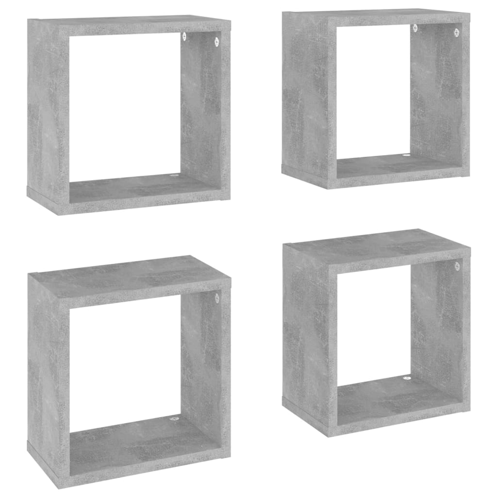 8720286594568_a_en_hd_1 vidaXL Wall Cube Shelves 4 pcs Concrete Grey 26x15x26 cm - Image 2