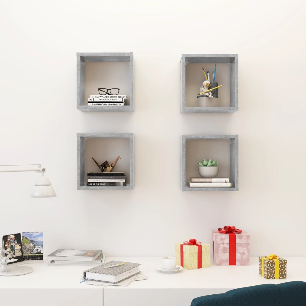 8720286594568_g_en_hd_1 vidaXL Wall Cube Shelves 4 pcs Concrete Grey 26x15x26 cm - Image 3
