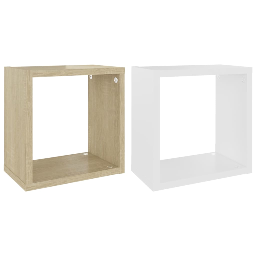 8720286594582_a_en_hd_1 vidaXL Wall Cube Shelves 2 pcs White and Sonoma Oak 26x15x26 cm - Image 2