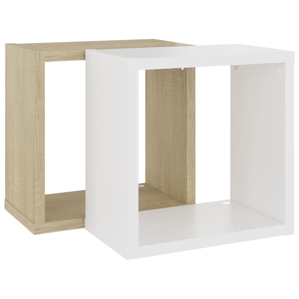 8720286594582_g_en_hd_4 vidaXL Wall Cube Shelves 2 pcs White and Sonoma Oak 26x15x26 cm - Image 6