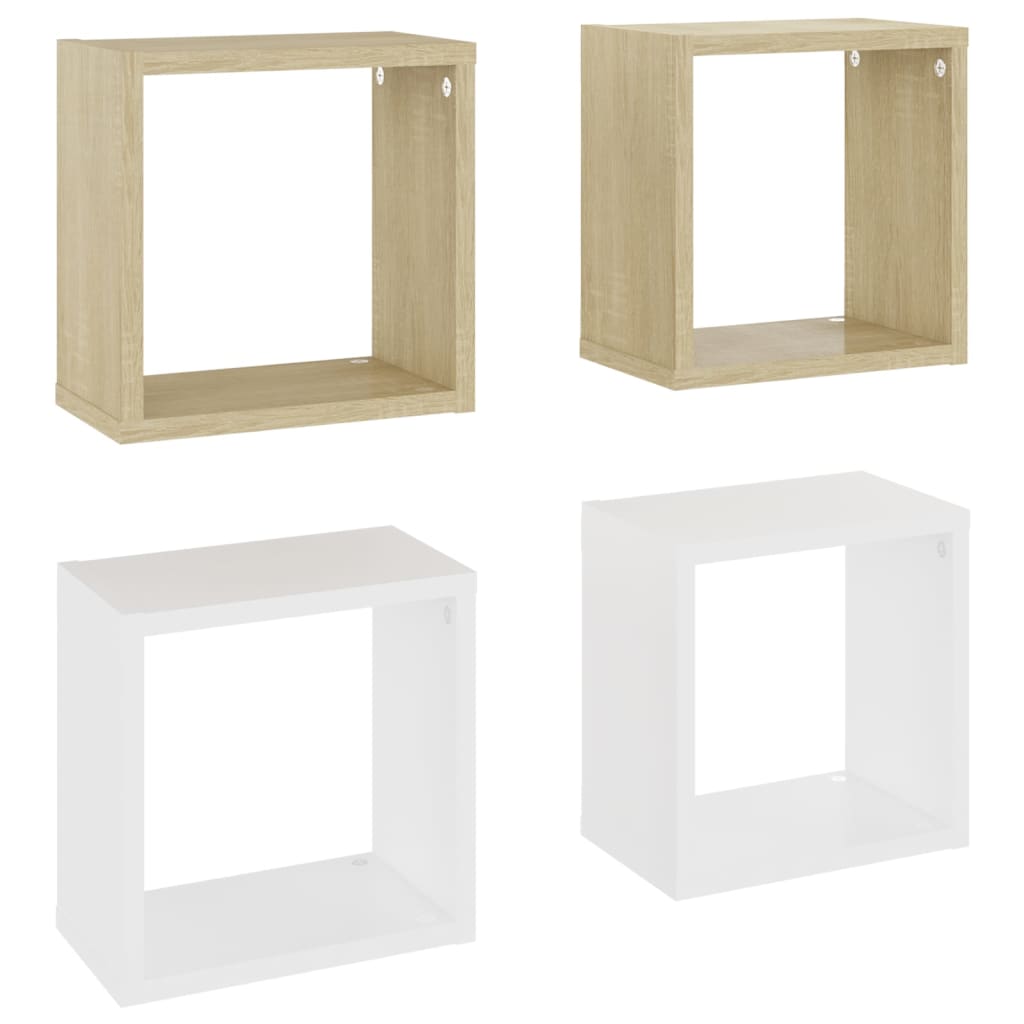 8720286594599_a_en_hd_1 vidaXL Wall Cube Shelves 4 pcs White and Sonoma Oak 26x15x26 cm - Image 2