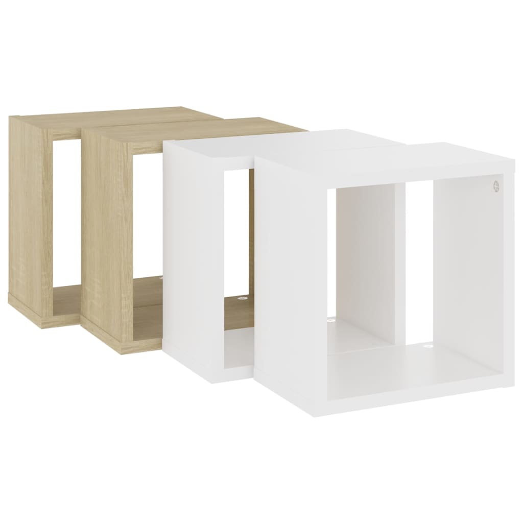 8720286594599_g_en_hd_4 vidaXL Wall Cube Shelves 4 pcs White and Sonoma Oak 26x15x26 cm - Image 6