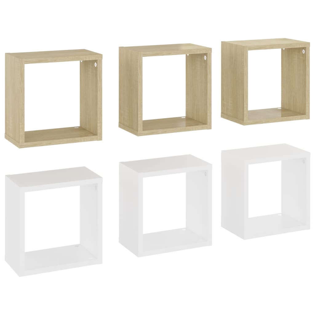 8720286594605_a_en_hd_1 vidaXL Wall Cube Shelves 6 pcs White and Sonoma Oak 26x15x26 cm - Image 2
