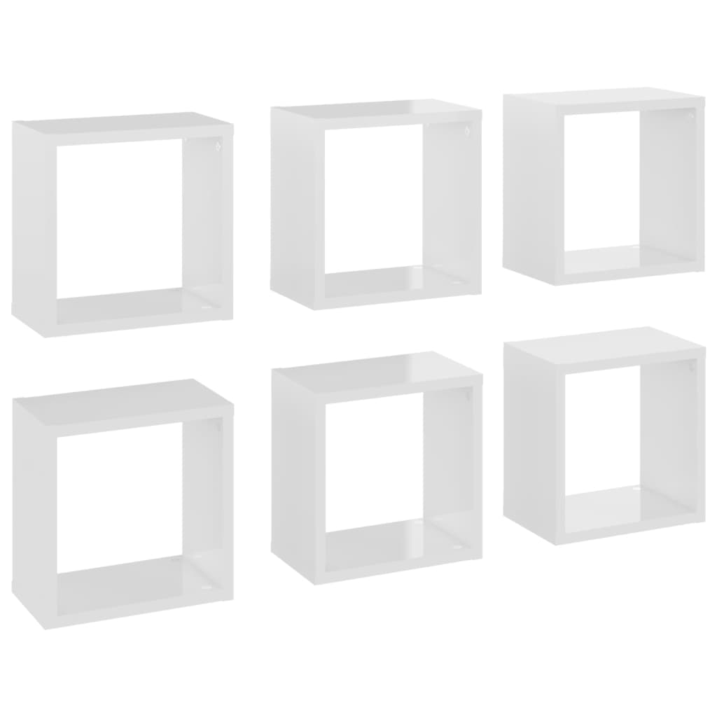 8720286594636_a_en_hd_1 vidaXL Wall Cube Shelves 6 pcs High Gloss White 26x15x26 cm - Image 2