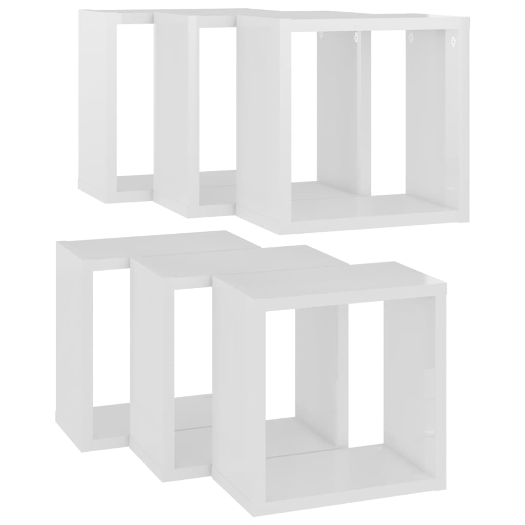 8720286594636_g_en_hd_3 vidaXL Wall Cube Shelves 6 pcs High Gloss White 26x15x26 cm - Image 5
