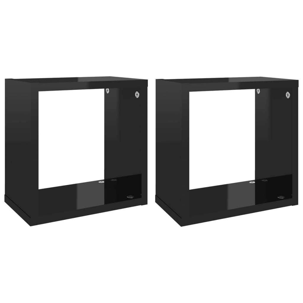 8720286594643_a_en_hd_1 vidaXL Wall Cube Shelves 2 pcs High Gloss Black 26x15x26 cm - Image 2