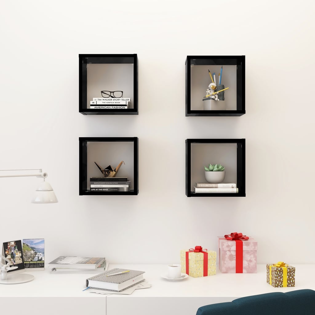 8720286594650_g_en_hd_1 vidaXL Wall Cube Shelves 4 pcs High Gloss Black 26x15x26 cm - Image 3