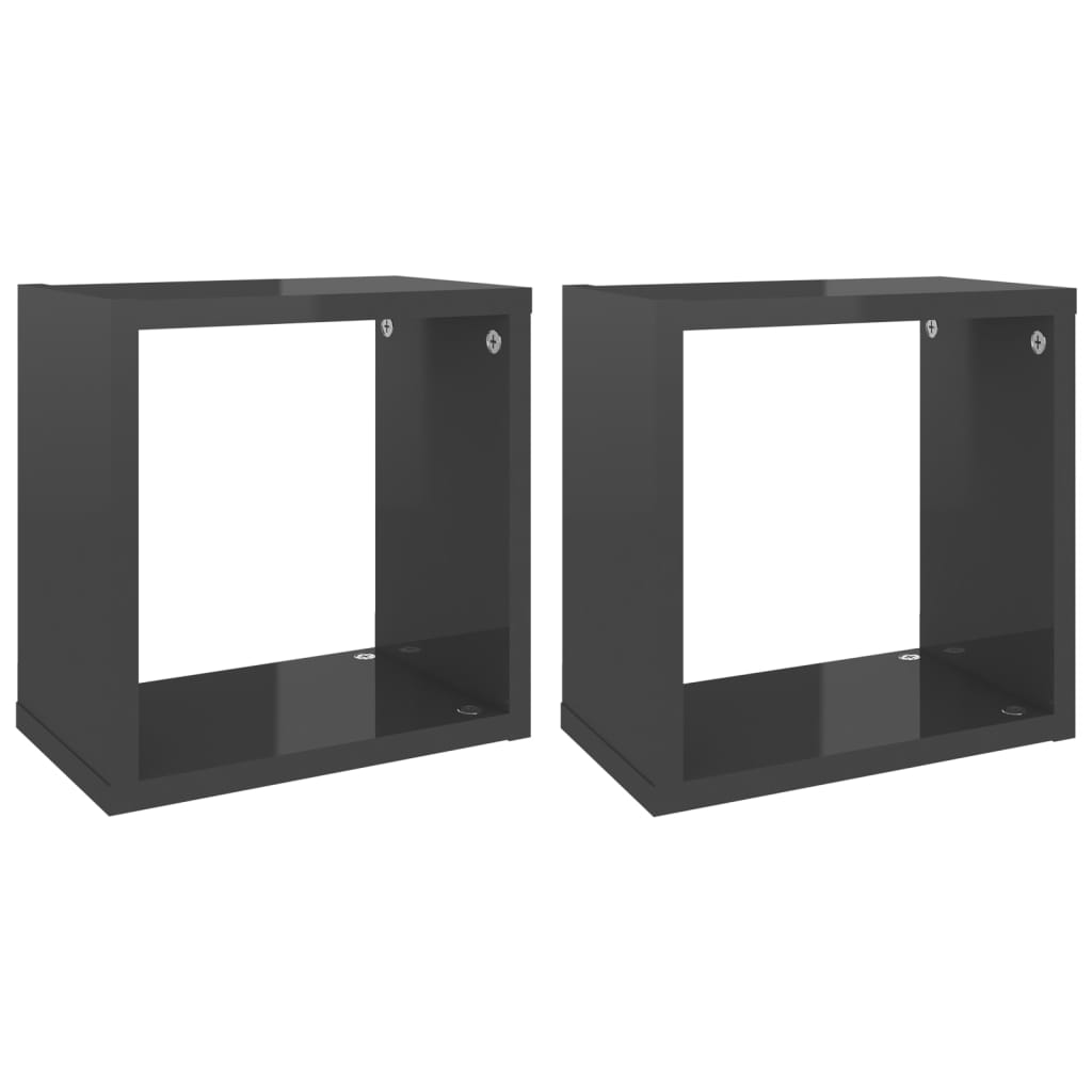 8720286594674_a_en_hd_1 vidaXL Wall Cube Shelves 2 pcs High Gloss Grey 26x15x26 cm - Image 2