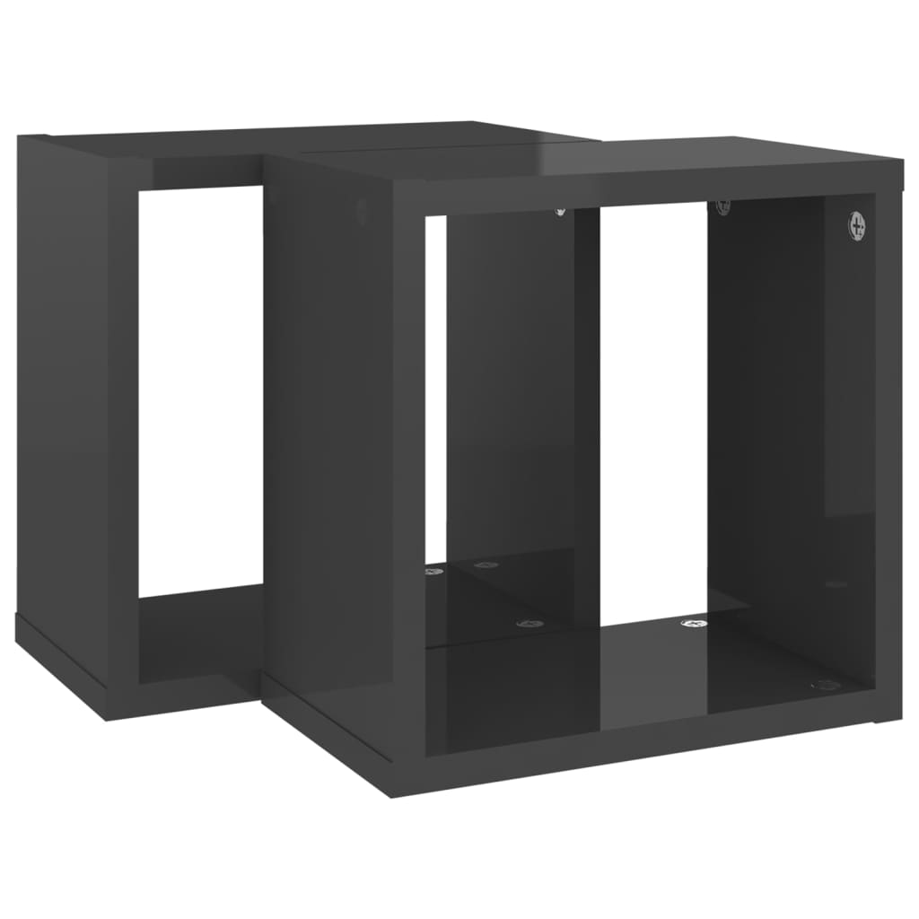 8720286594674_g_en_hd_3 vidaXL Wall Cube Shelves 2 pcs High Gloss Grey 26x15x26 cm - Image 5