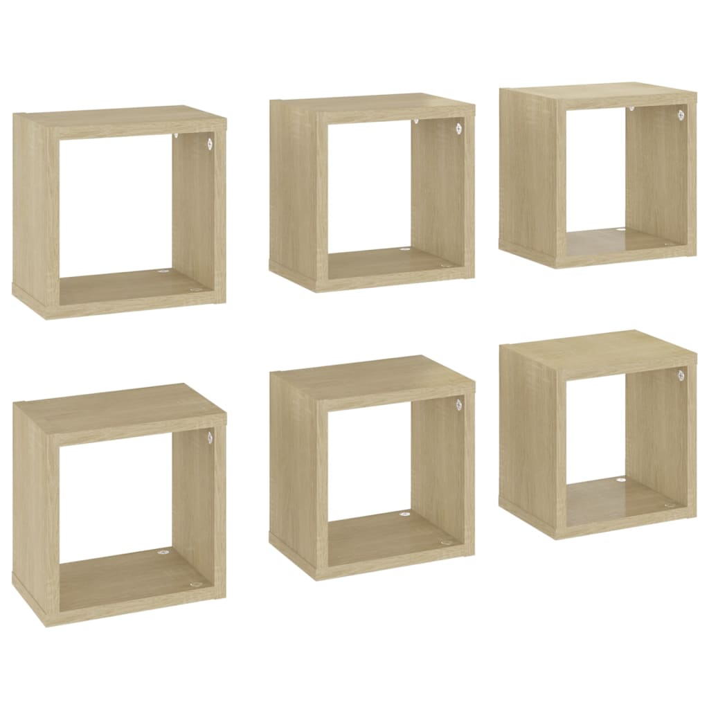 8720286594810_a_en_hd_1 vidaXL Wall Cube Shelves 6 pcs Sonoma Oak 22x15x22 cm - Image 2