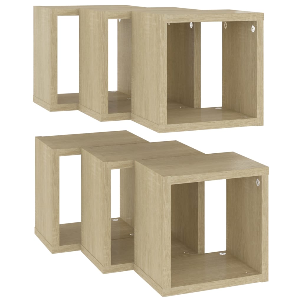 8720286594810_g_en_hd_3 vidaXL Wall Cube Shelves 6 pcs Sonoma Oak 22x15x22 cm - Image 5