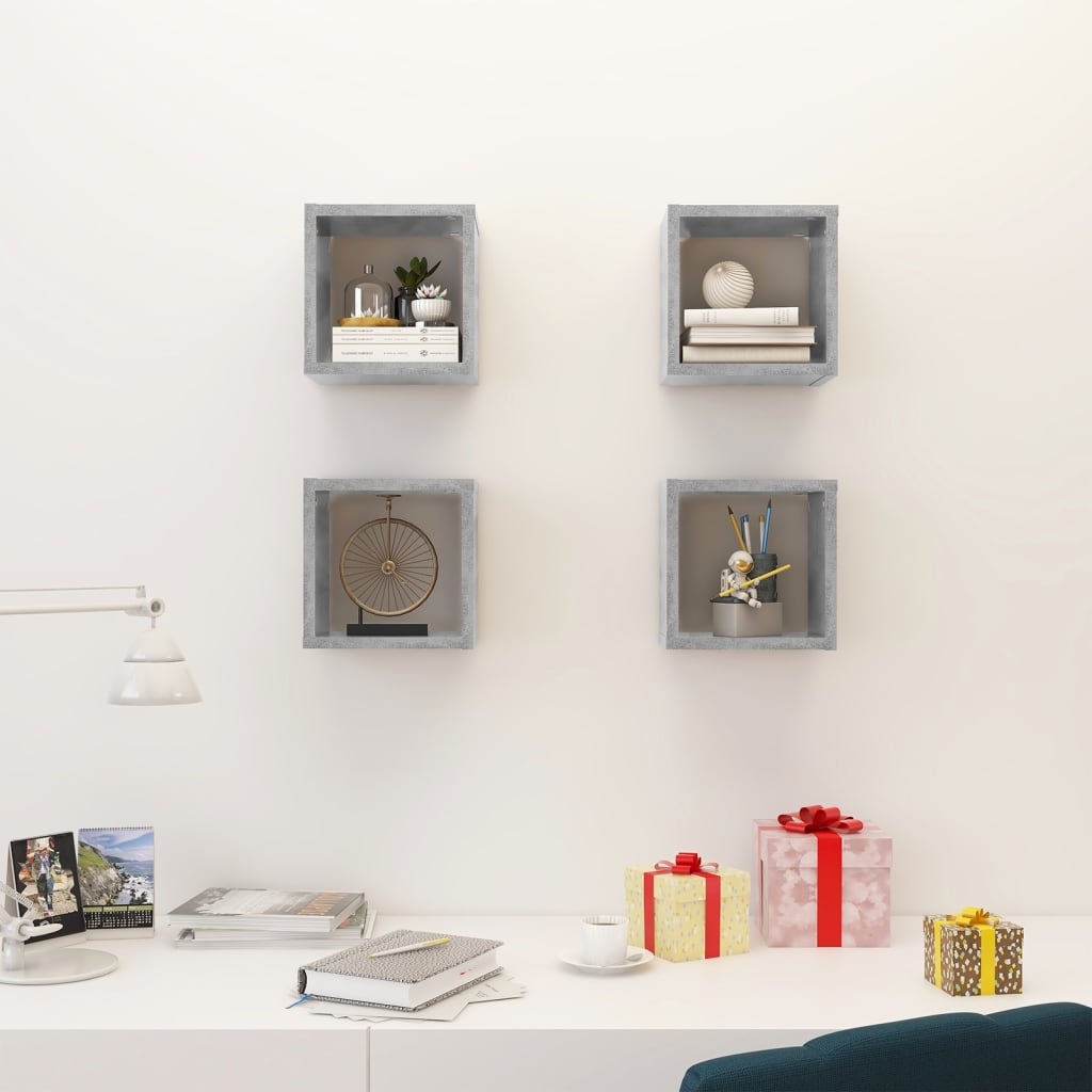 8720286594834_g_en_hd_1 vidaXL Wall Cube Shelves 4 pcs Concrete Grey 22x15x22 cm - Image 3