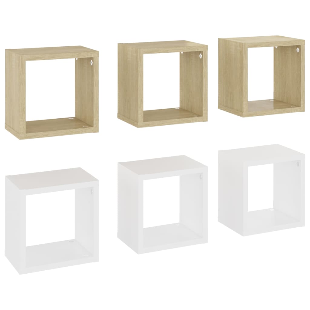 8720286594872_a_en_hd_1 vidaXL Wall Cube Shelves 6 pcs White and Sonoma Oak 22x15x22 cm - Image 2