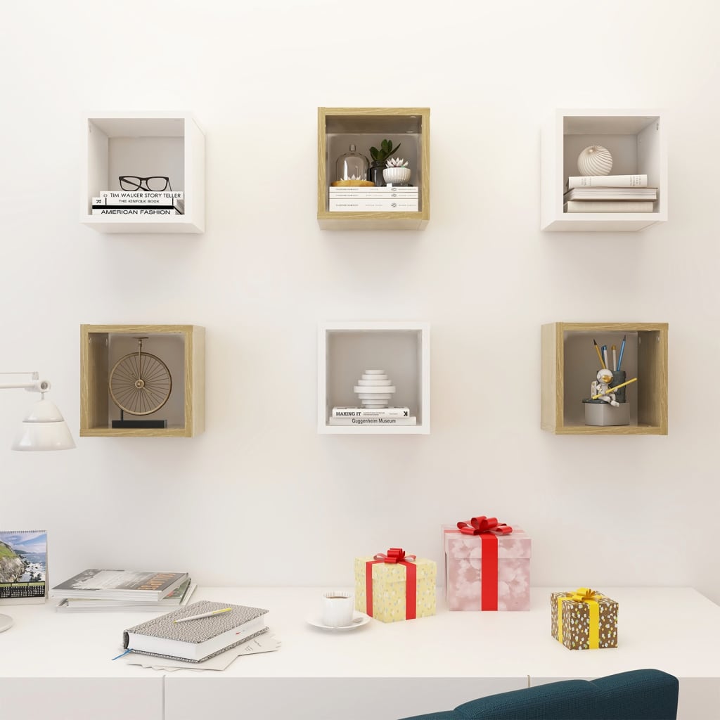 8720286594872_g_en_hd_1 vidaXL Wall Cube Shelves 6 pcs White and Sonoma Oak 22x15x22 cm - Image 3