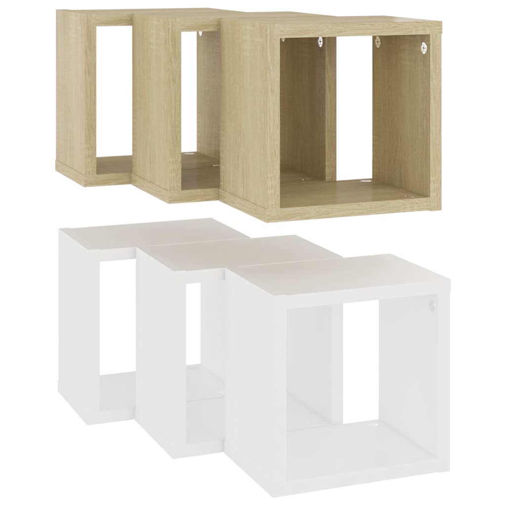 8720286594872_g_en_hd_4 vidaXL Wall Cube Shelves 6 pcs White and Sonoma Oak 22x15x22 cm - Image 6