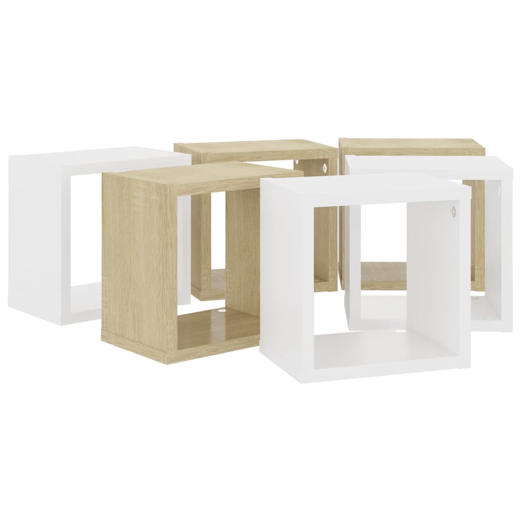 8720286594872_g_en_hd_5 vidaXL Wall Cube Shelves 6 pcs White and Sonoma Oak 22x15x22 cm - Image 7