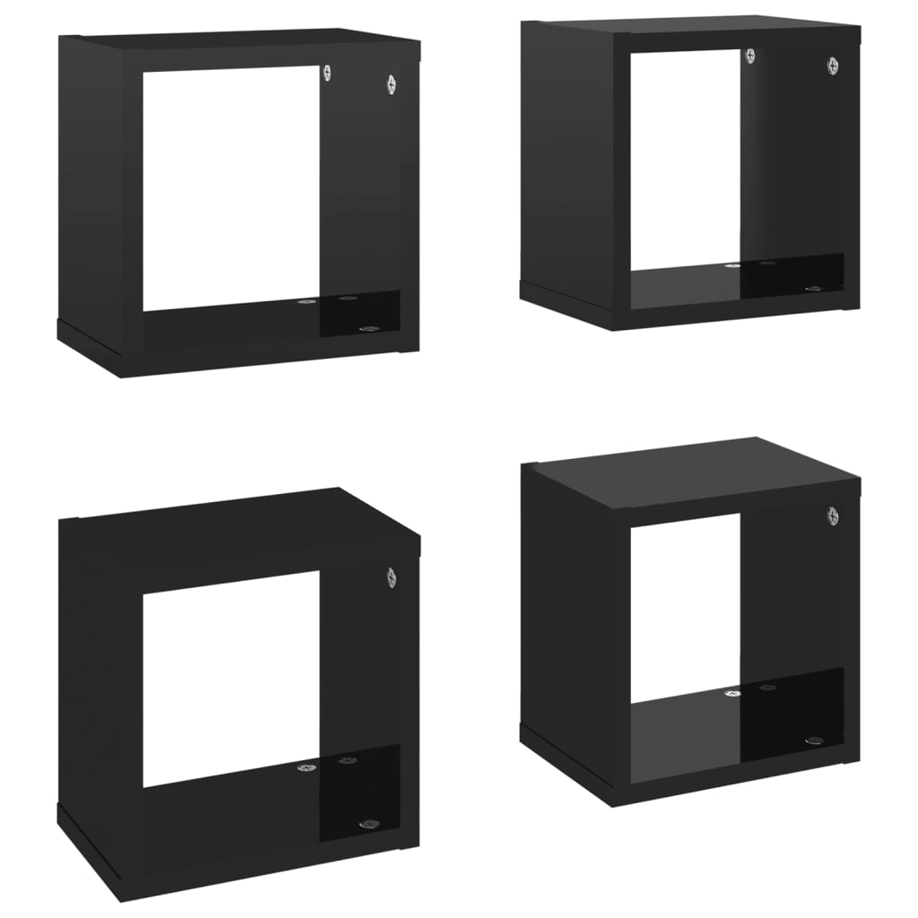 8720286594926_a_en_hd_1 vidaXL Wall Cube Shelves 4 pcs High Gloss Black 22x15x22 cm - Image 2