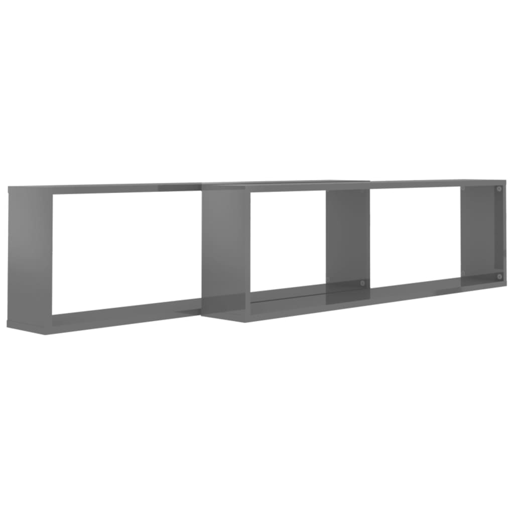 8720286595213_g_en_hd_2 vidaXL Wall Cube Shelves 2 pcs High Gloss Grey 100x15x30 cm Engineered Wood - Image 4
