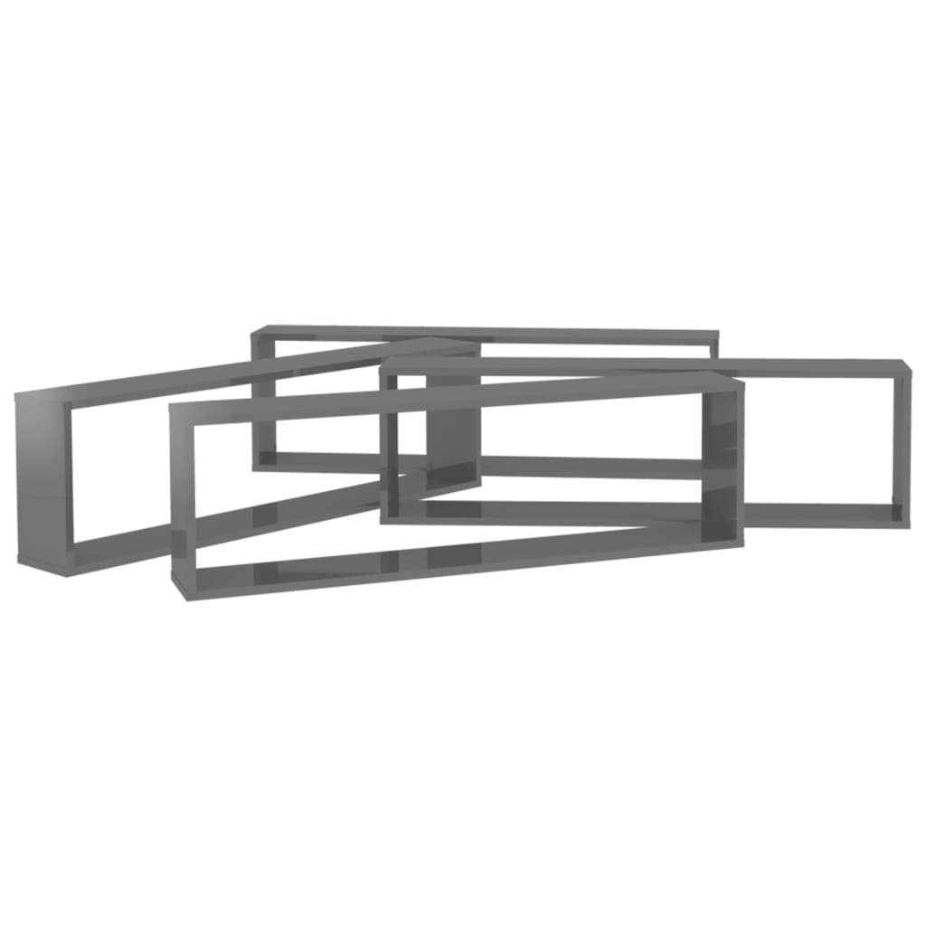 8720286595220_g_en_hd_2 vidaXL Wall Cube Shelves 4 pcs High Gloss Grey 100x15x30 cm Engineered Wood - Image 4