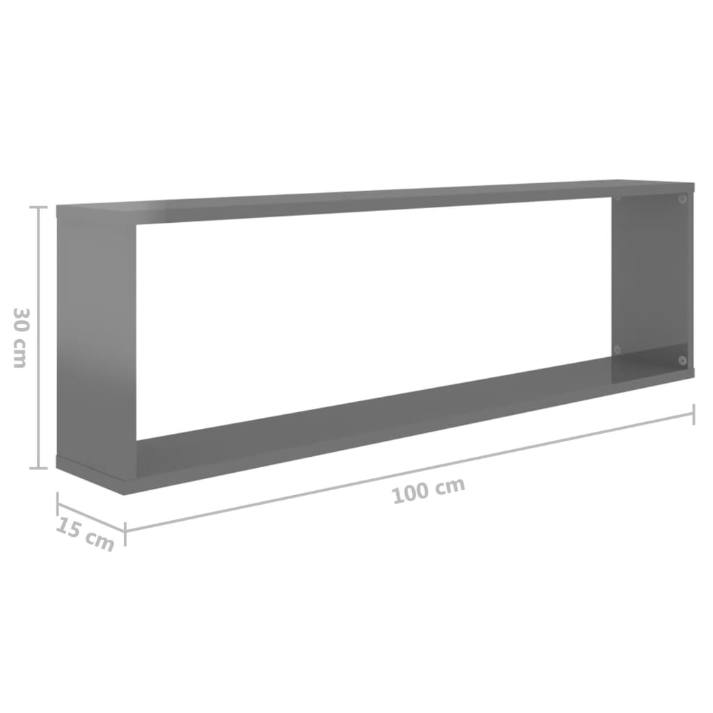 8720286595220_g_en_hd_6 vidaXL Wall Cube Shelves 4 pcs High Gloss Grey 100x15x30 cm Engineered Wood - Image 8