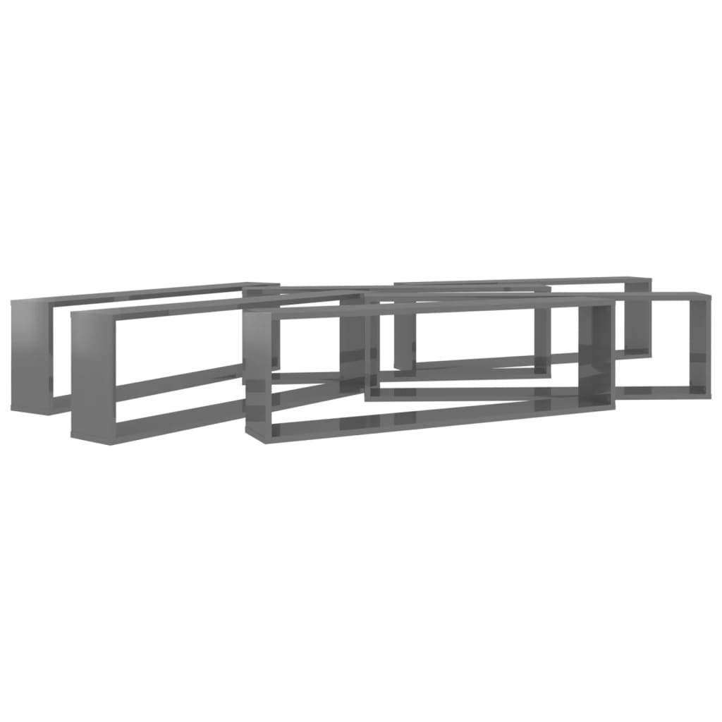8720286595237_g_en_hd_3 vidaXL Wall Cube Shelves 6 pcs High Gloss Grey 100x15x30 cm Engineered Wood - Image 5