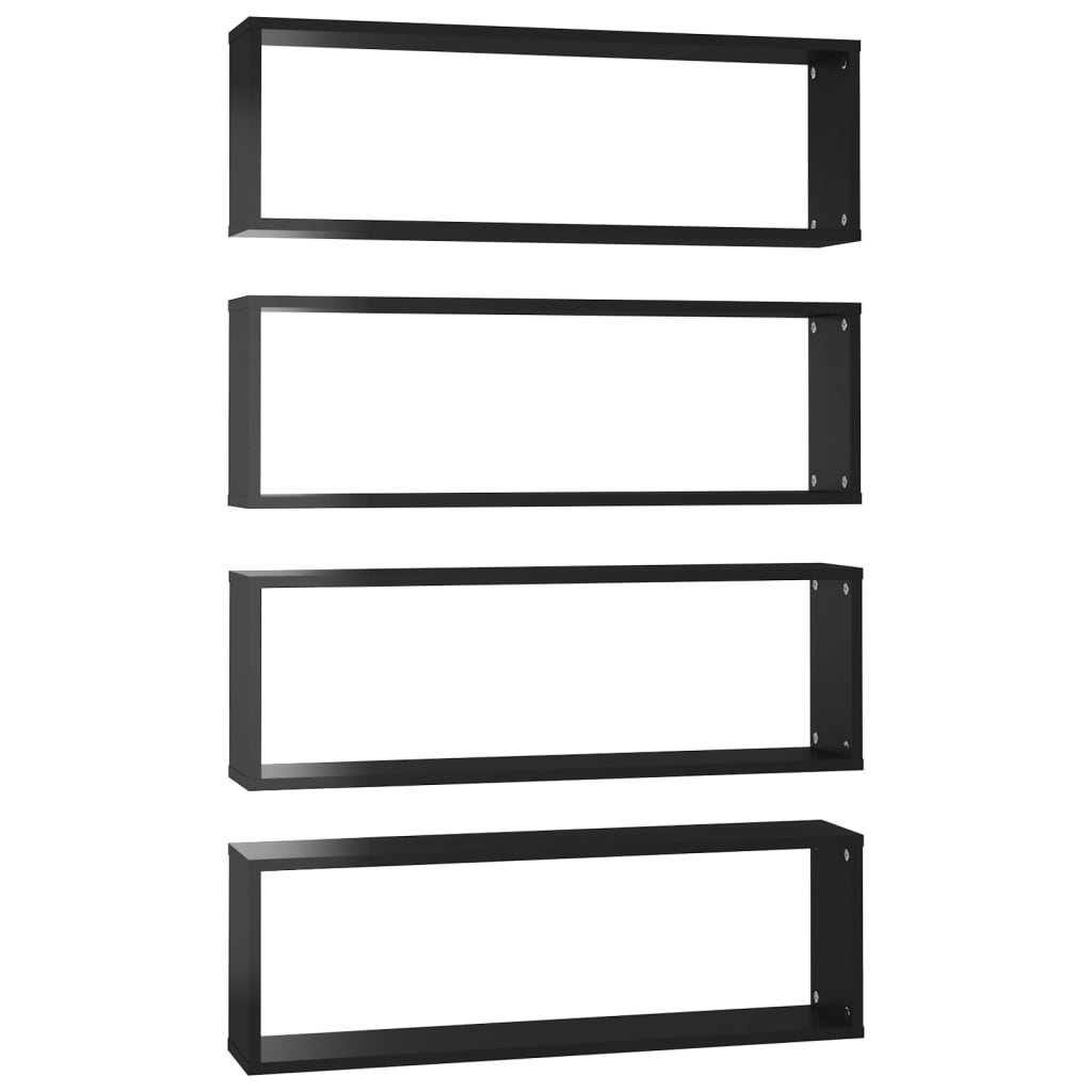 8720286595466_a_en_hd_1 vidaXL Wall Cube Shelves 4 pcs High Gloss Black 80x15x26.5cm Engineered Wood - Image 2