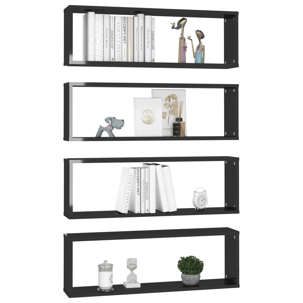 8720286595466_g_en_hd_1 vidaXL Wall Cube Shelves 4 pcs High Gloss Black 80x15x26.5cm Engineered Wood - Image 3