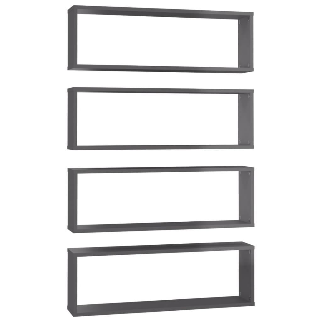 8720286595497_a_en_hd_1 vidaXL Wall Cube Shelves 4 pcs High Gloss Grey 80x15x26.5 cm Engineered Wood - Image 2