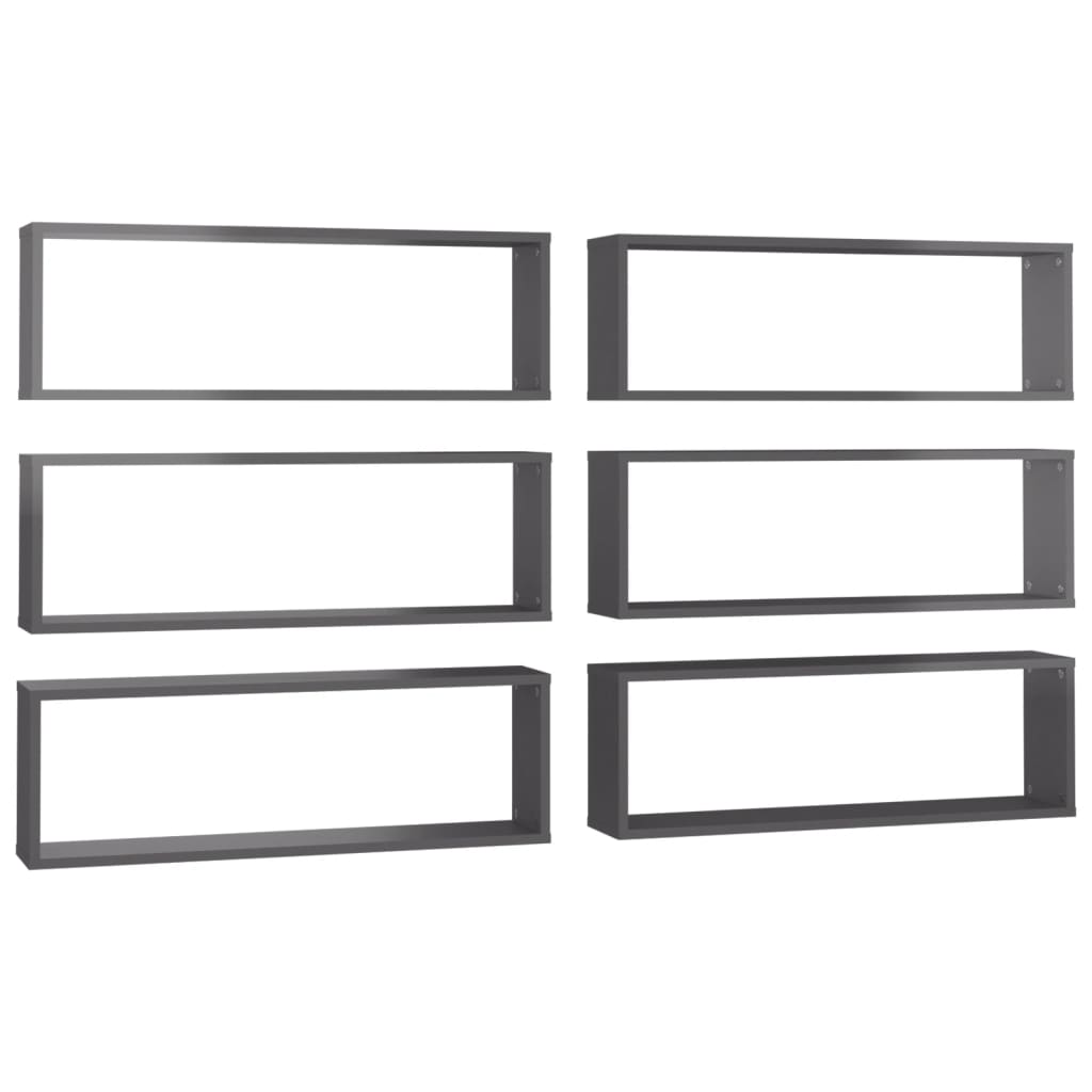 8720286595503_a_en_hd_1 vidaXL Wall Cube Shelves 6 pcs High Gloss Grey 80x15x26.5 cm Engineered Wood - Image 2