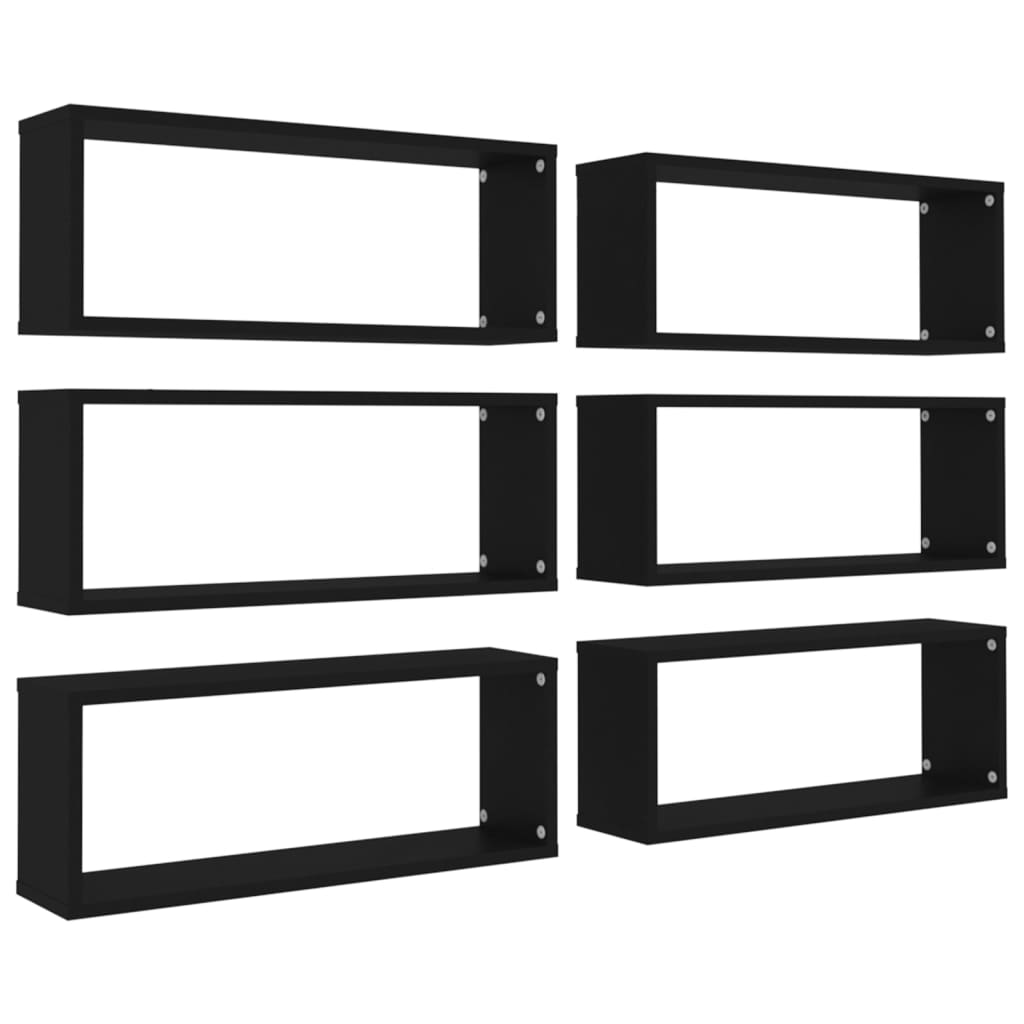 8720286595565_a_en_hd_1 vidaXL Wall Cube Shelves 6 pcs Black 60x15x23 cm Engineered Wood - Image 2