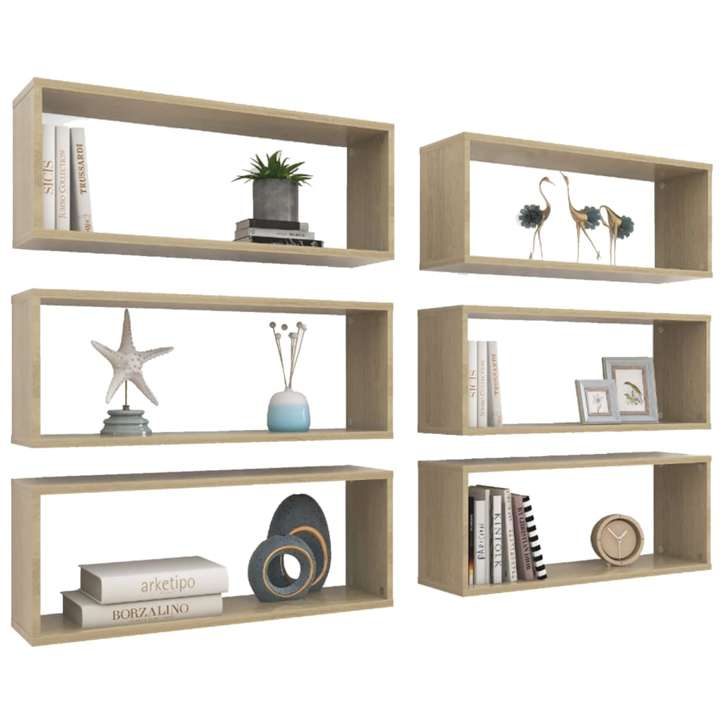 8720286595626_g_en_hd_1 vidaXL Wall Cube Shelves 6 pcs Sonoma Oak 60x15x23 cm Engineered Wood - Image 3
