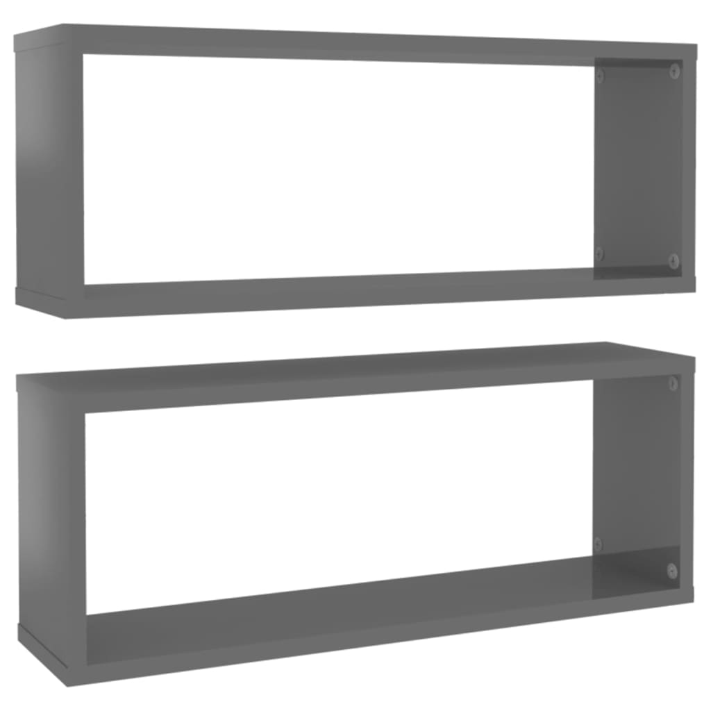 8720286595756_a_en_hd_1 vidaXL Wall Cube Shelves 2 pcs High Gloss Grey 60x15x23 cm Engineered Wood - Image 2