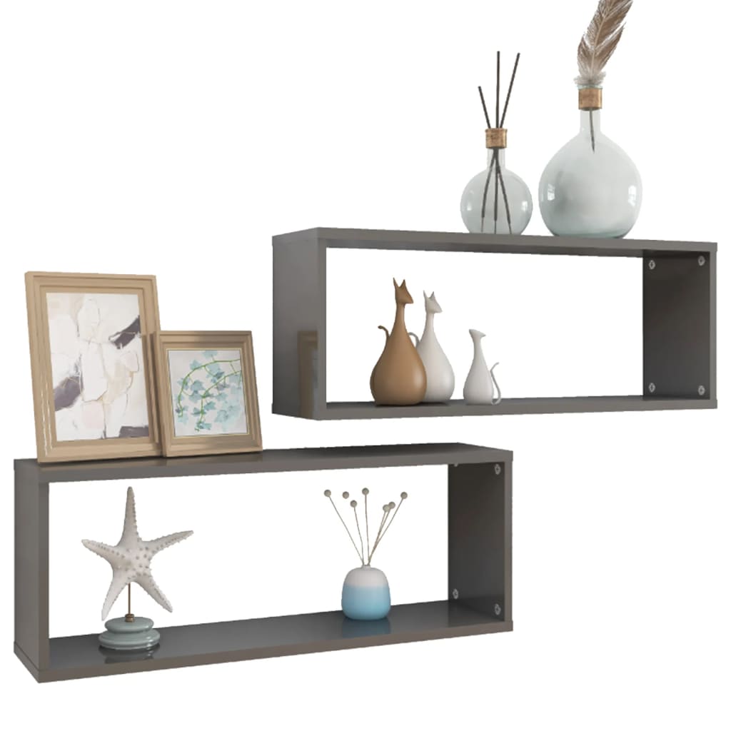 8720286595756_g_en_hd_1 vidaXL Wall Cube Shelves 2 pcs High Gloss Grey 60x15x23 cm Engineered Wood - Image 3