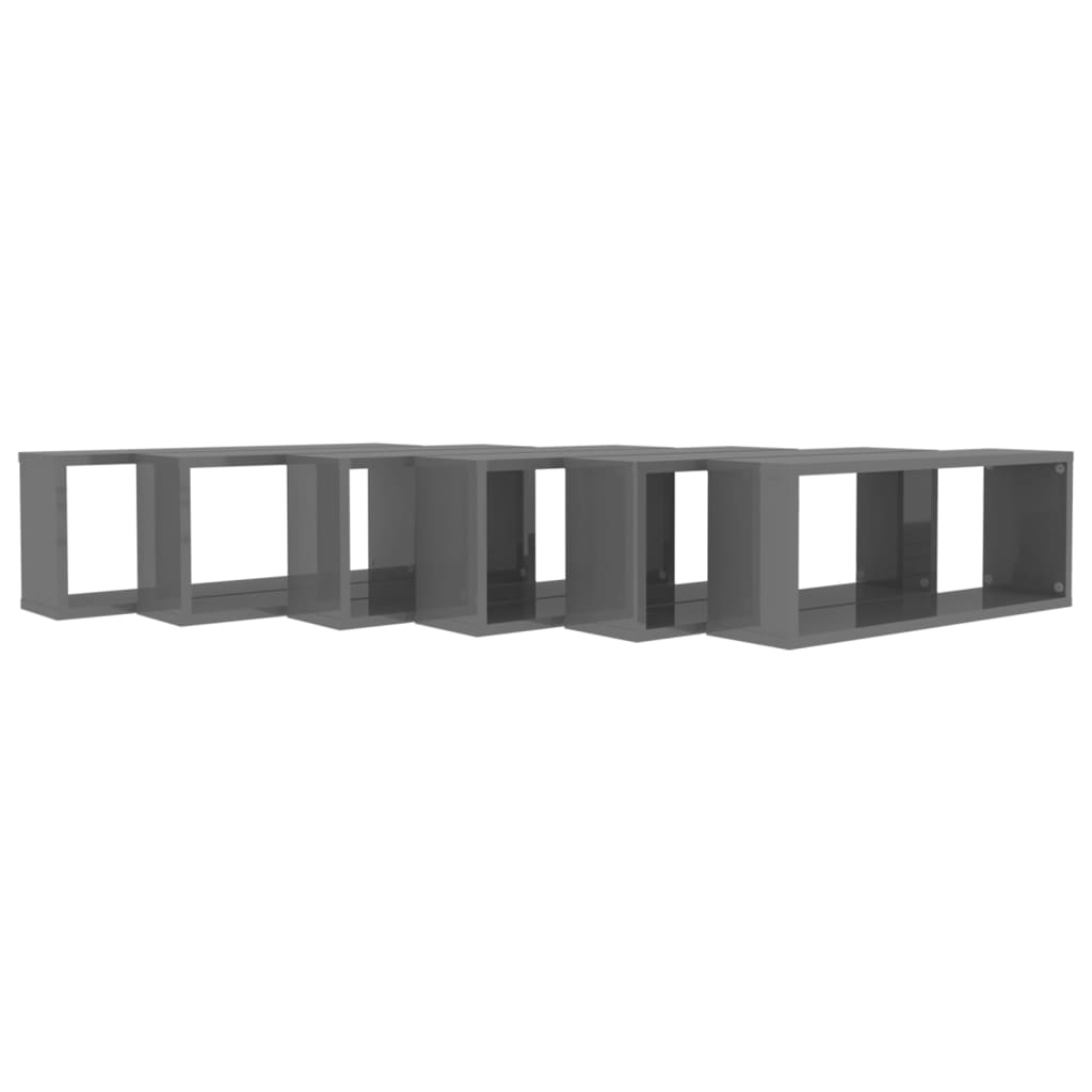 8720286595770_g_en_hd_5 vidaXL Wall Cube Shelves 6 pcs High Gloss Grey 60x15x23 cm Engineered Wood - Image 7