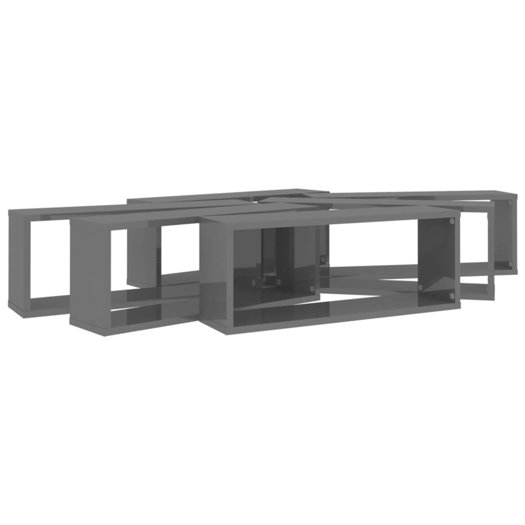8720286595770_g_en_hd_6 vidaXL Wall Cube Shelves 6 pcs High Gloss Grey 60x15x23 cm Engineered Wood - Image 8