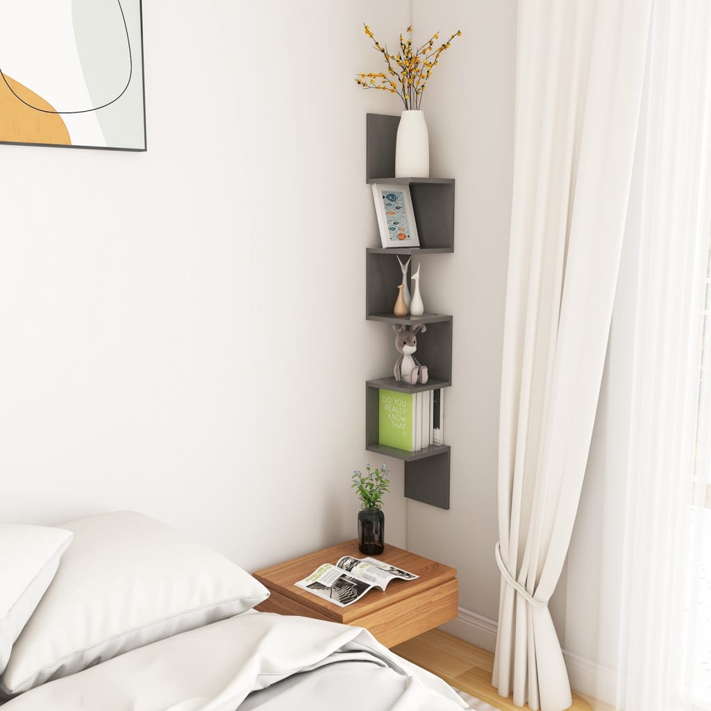 8720286596975_g_en_hd_3 vidaXL Wall Corner Shelf Grey 20x20x127.5 cm Engineered Wood - Image 5