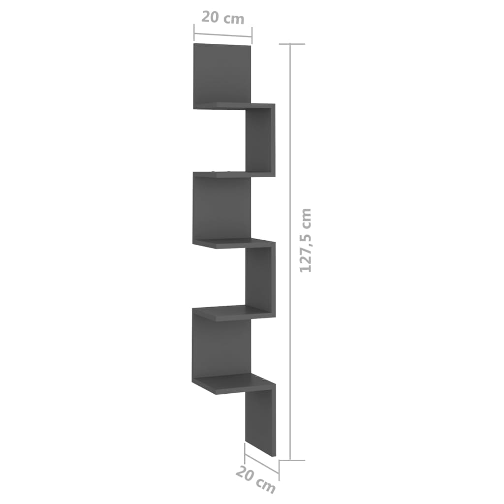 8720286596975_g_en_hd_6 vidaXL Wall Corner Shelf Grey 20x20x127.5 cm Engineered Wood - Image 8